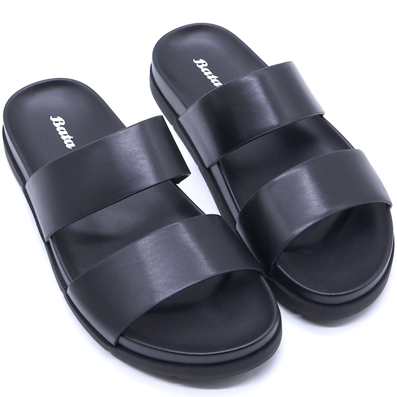BLACK DOUBLE-STRAP SLIDES