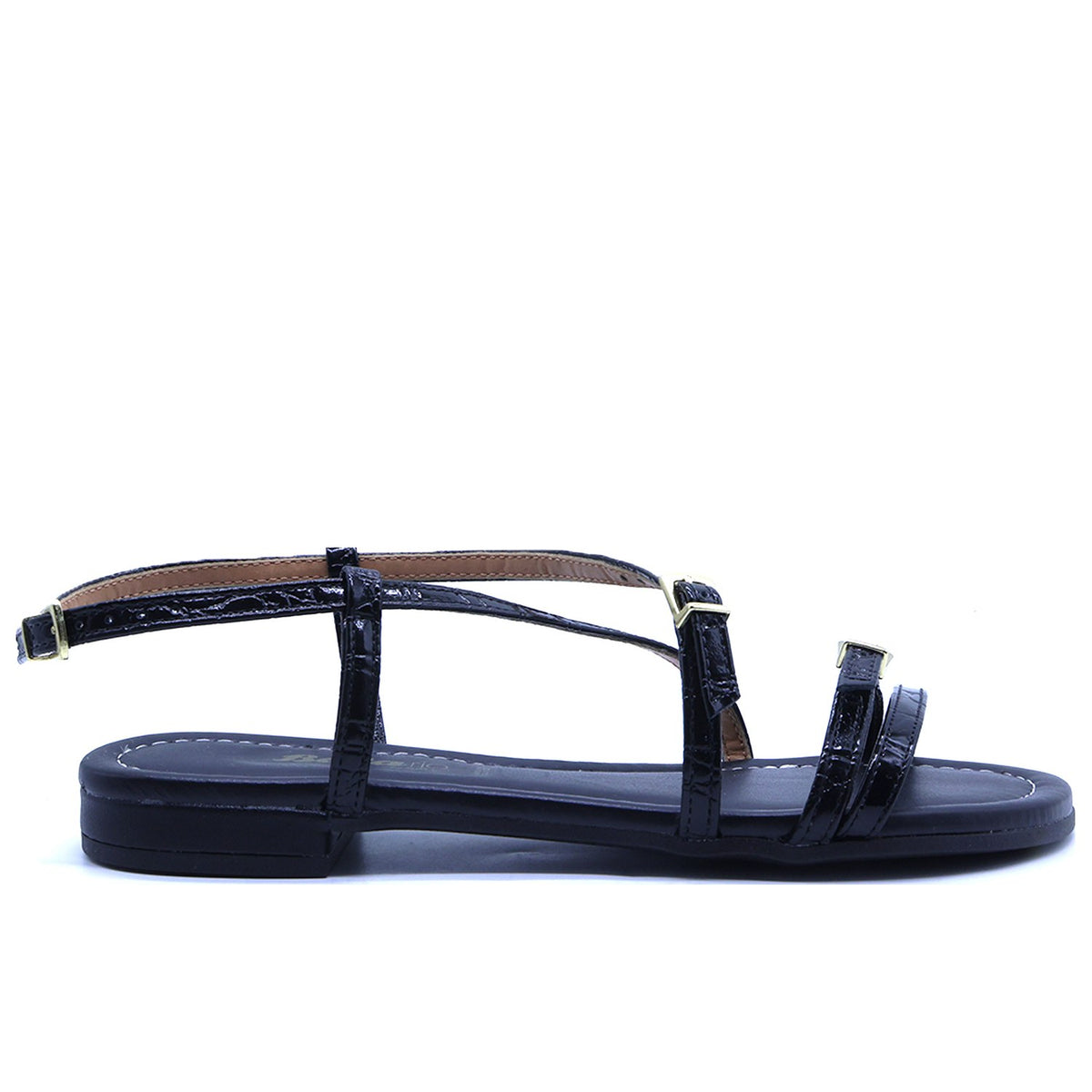 BR Strappy Printed Black Sandals