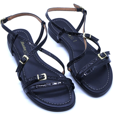 BR Strappy Printed Black Sandals