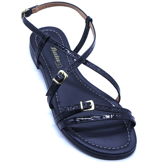 BR Strappy Printed Black Sandals