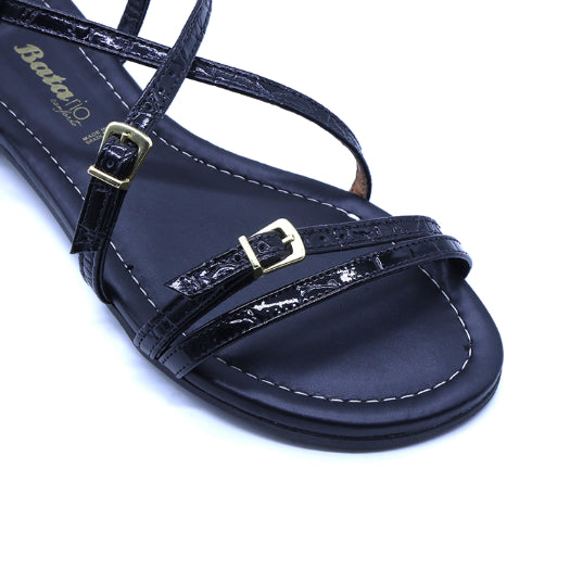 BR Strappy Printed Black Sandals