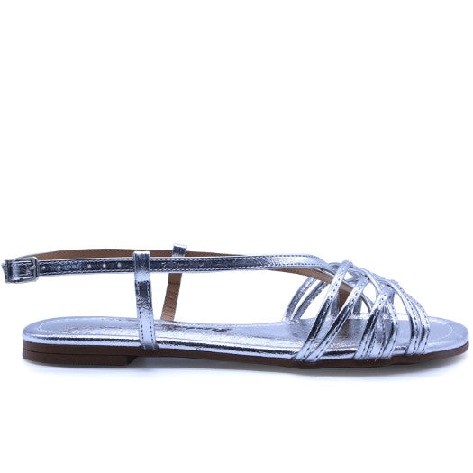 BR Silver Weave Flat Sandal