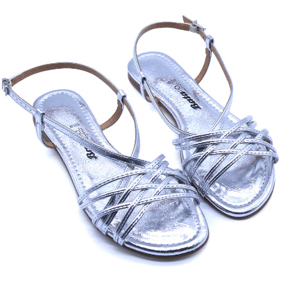 BR Silver Weave Flat Sandal