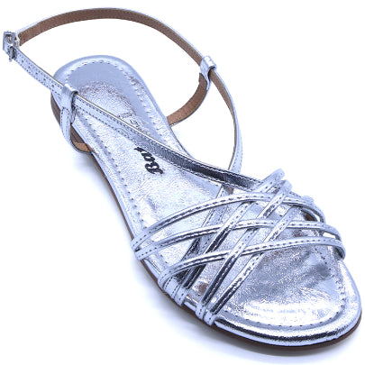 BR Silver Weave Flat Sandal