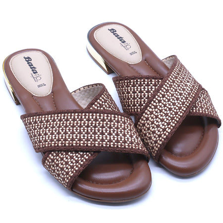 BR Gold Trim Brown Woven Slide