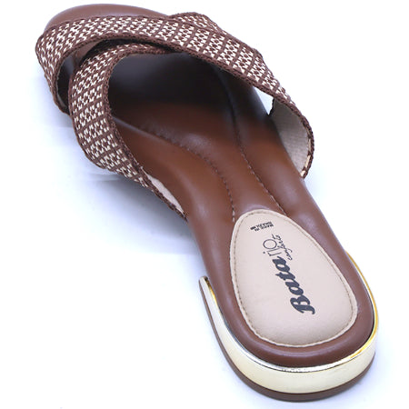 BR Gold Trim Brown Woven Slide