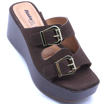 BR Brown Cork Wedge Mule