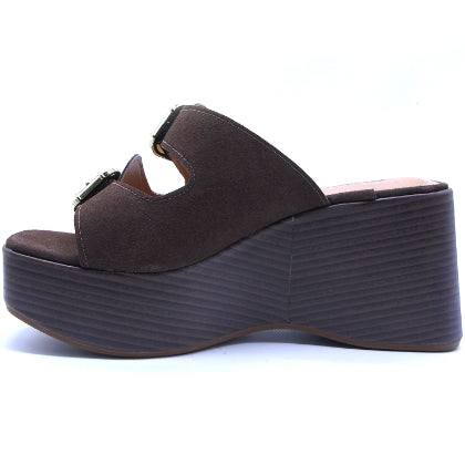 BR Brown Cork Wedge Mule