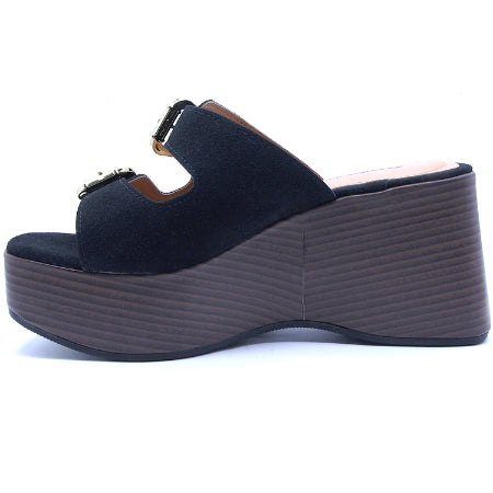 BR Black Cork Wedge Mule