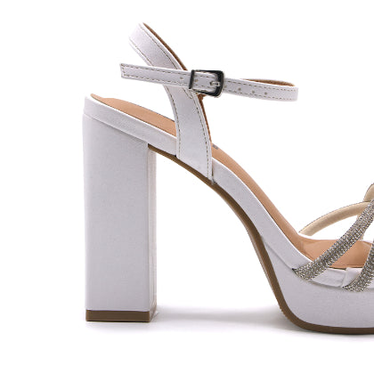 BR White Platform Sparkle Sandals