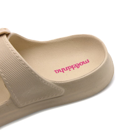 BR GIRLS BEIGE DBL BUCKLE SLIDES
