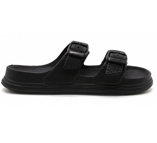 BR GIRLS BEIGE DBL BUCKLE SLIDES