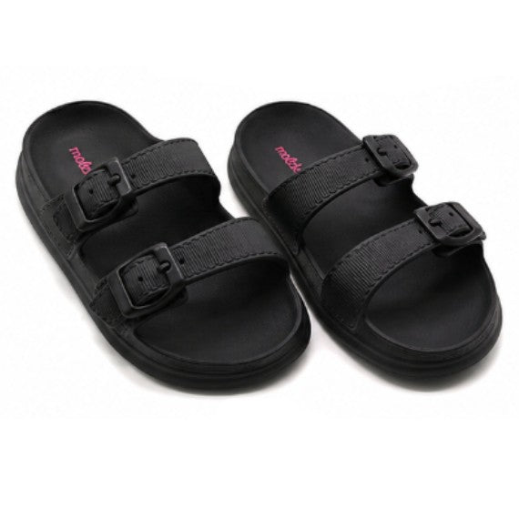 BR GIRLS BEIGE DBL BUCKLE SLIDES