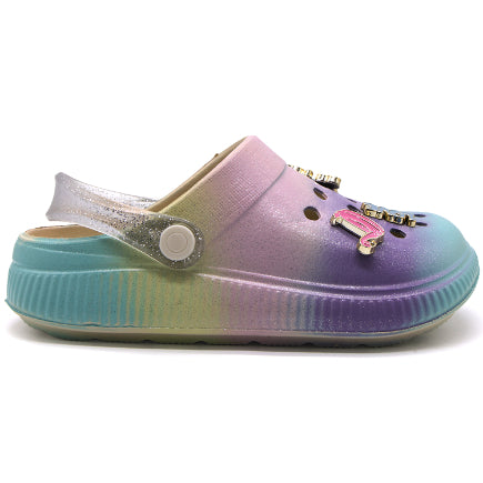 BR GIRLS RAINBOW CHARM CLOGS
