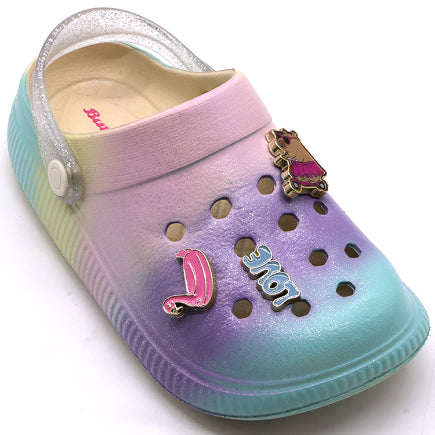 BR GIRLS RAINBOW CHARM CLOGS