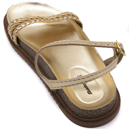 BR GIRLS BRAIDED CORK SANDALS