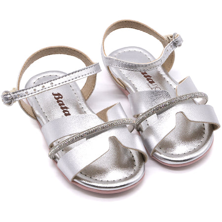 BR BABY SILVER CUT-OUT SANDALS