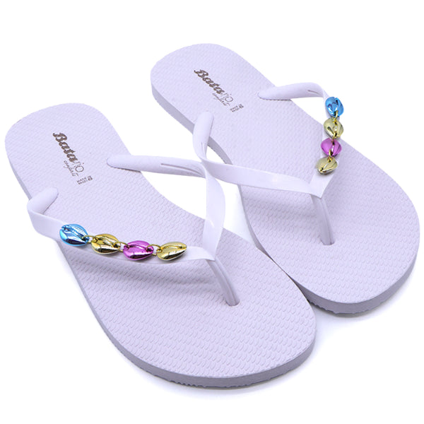 BR White Beach Shell Flip Flops