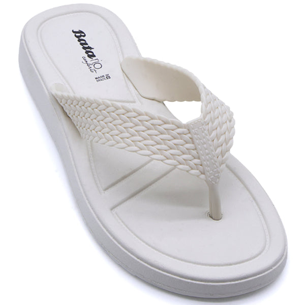 BR White Braided Thongs