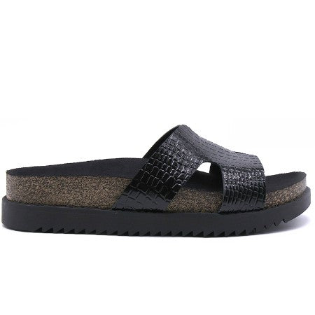BR Black Croc Cork Slides