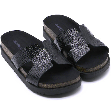 BR Black Croc Cork Slides