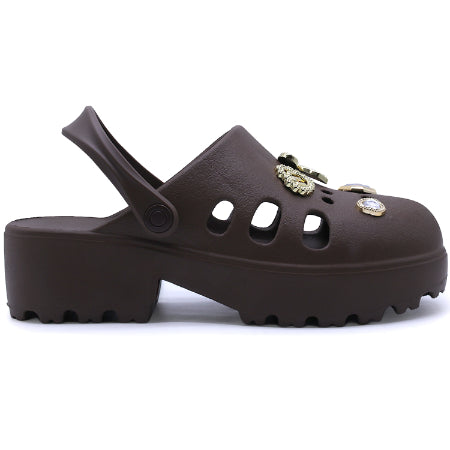 BR Brown Charmed Foam Clogs