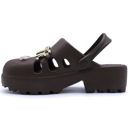 BR Brown Charmed Foam Clogs