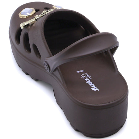 BR Brown Charmed Foam Clogs