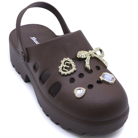 BR Brown Charmed Foam Clogs
