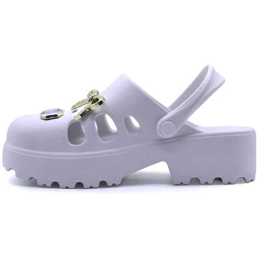 BR White Charmed Foam Clogs