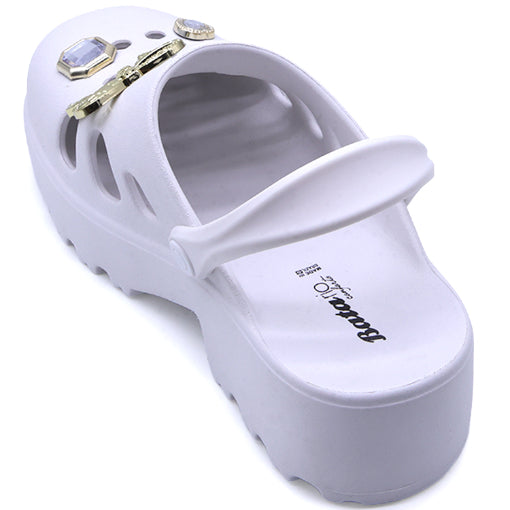 BR White Charmed Foam Clogs