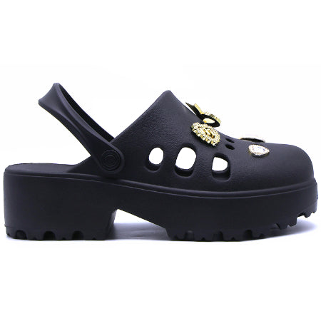 BR Black Charmed Foam Clogs