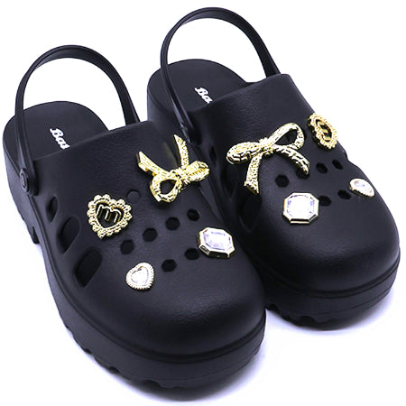 BR Black Charmed Foam Clogs