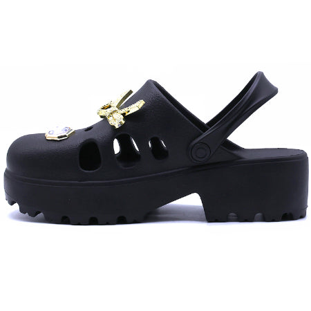 BR Black Charmed Foam Clogs