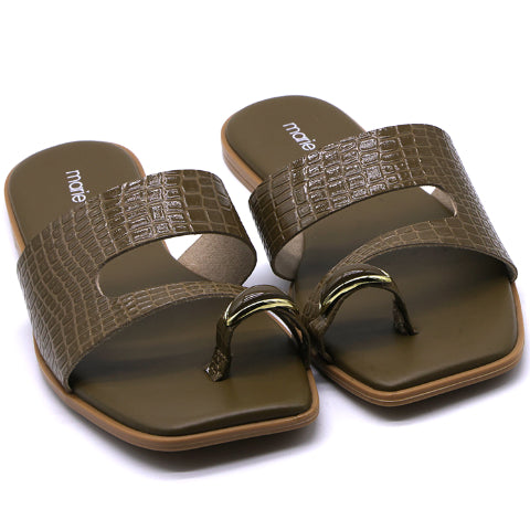 Marie Claire Olive Toe-Ring Slides