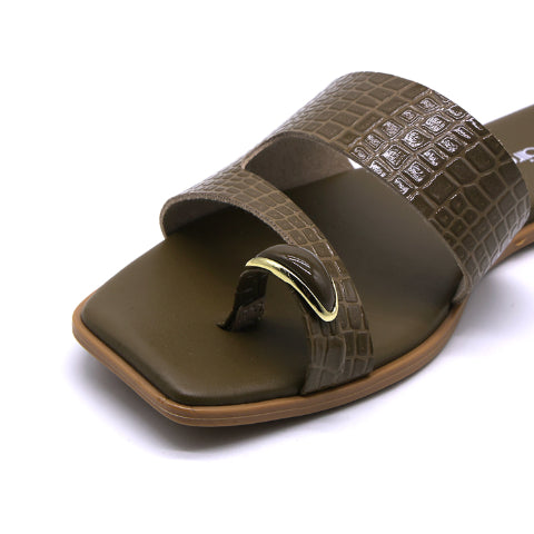 Marie Claire Olive Toe-Ring Slides