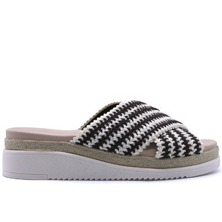 BR Striped Crossover Espadrille Wedges