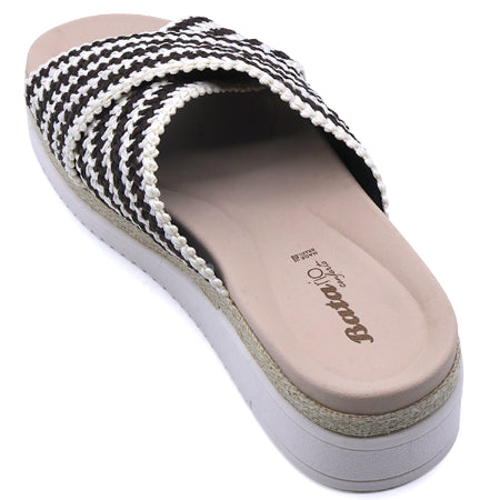 BR Striped Crossover Espadrille Wedges