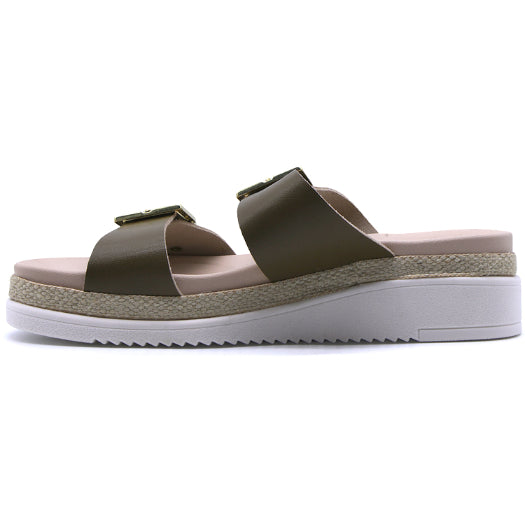BR Green Dbl Buckle Espadrille Wedges
