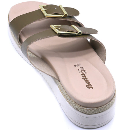 BR Green Dbl Buckle Espadrille Wedges