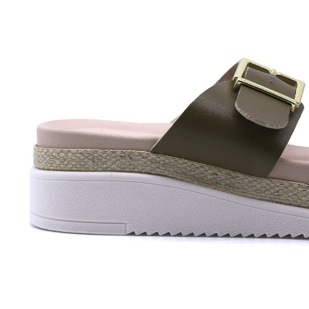 BR Green Dbl Buckle Espadrille Wedges