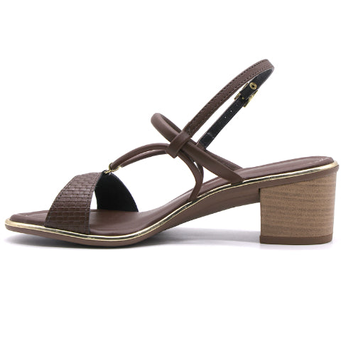 BR Gold Trimmed Brown Textured Sandal
