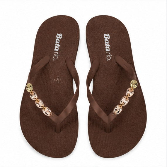BR Brown Beach Shell Flip Flops