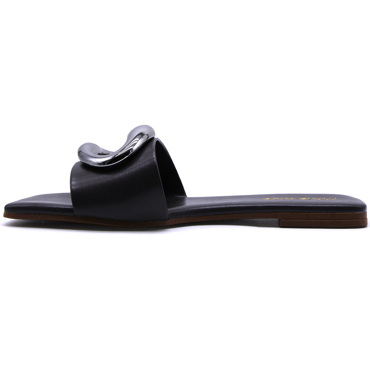 Marie Claire Pewter Buckle Slides