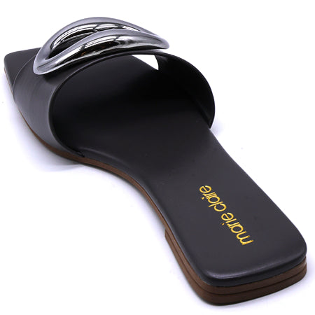 Marie Claire Pewter Buckle Slides