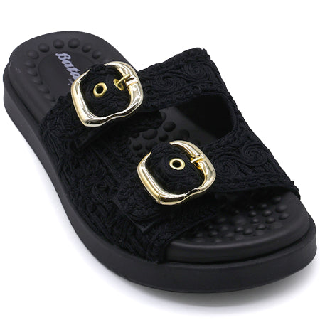 BR Reflex Tech Black Woven Slides