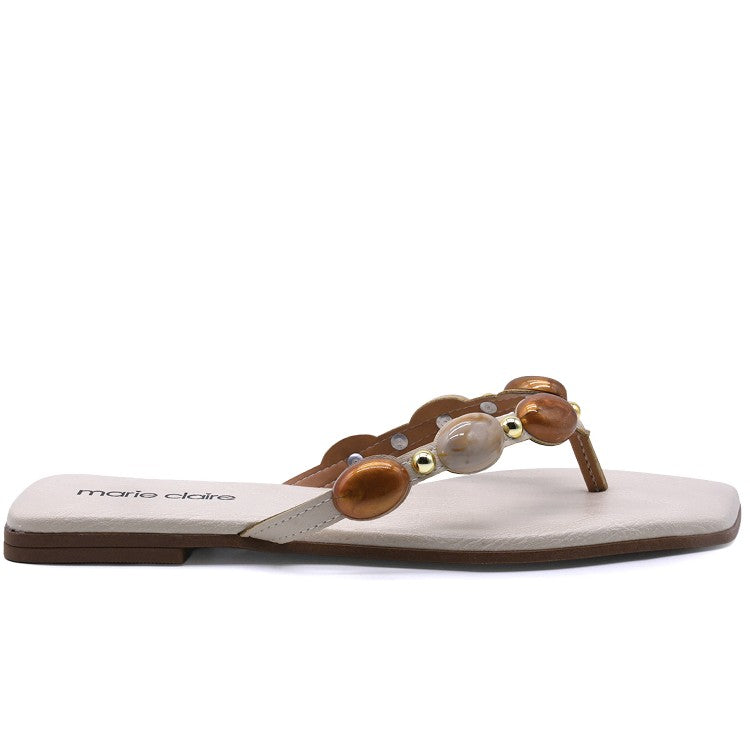 Marie Claire Beige Stones Thongs