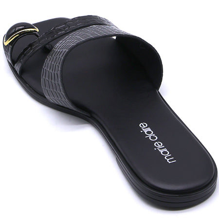 Marie Claire Black Toe-Ring Slides