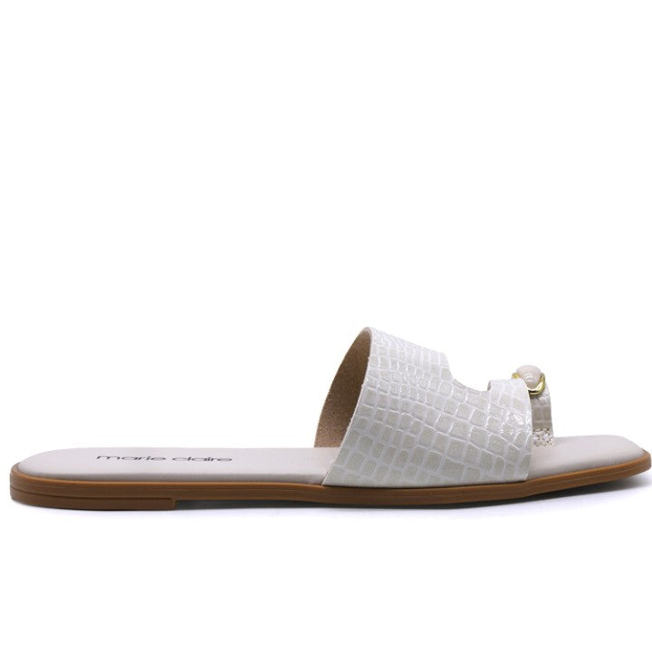 Marie Claire White Toe-Ring Slides