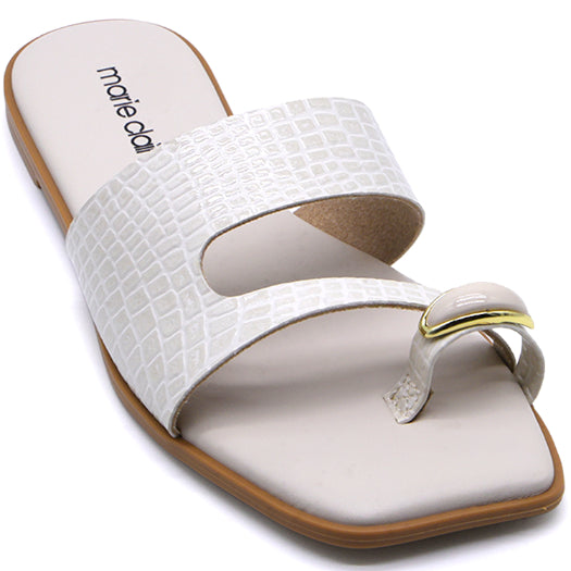 Marie Claire White Toe-Ring Slides